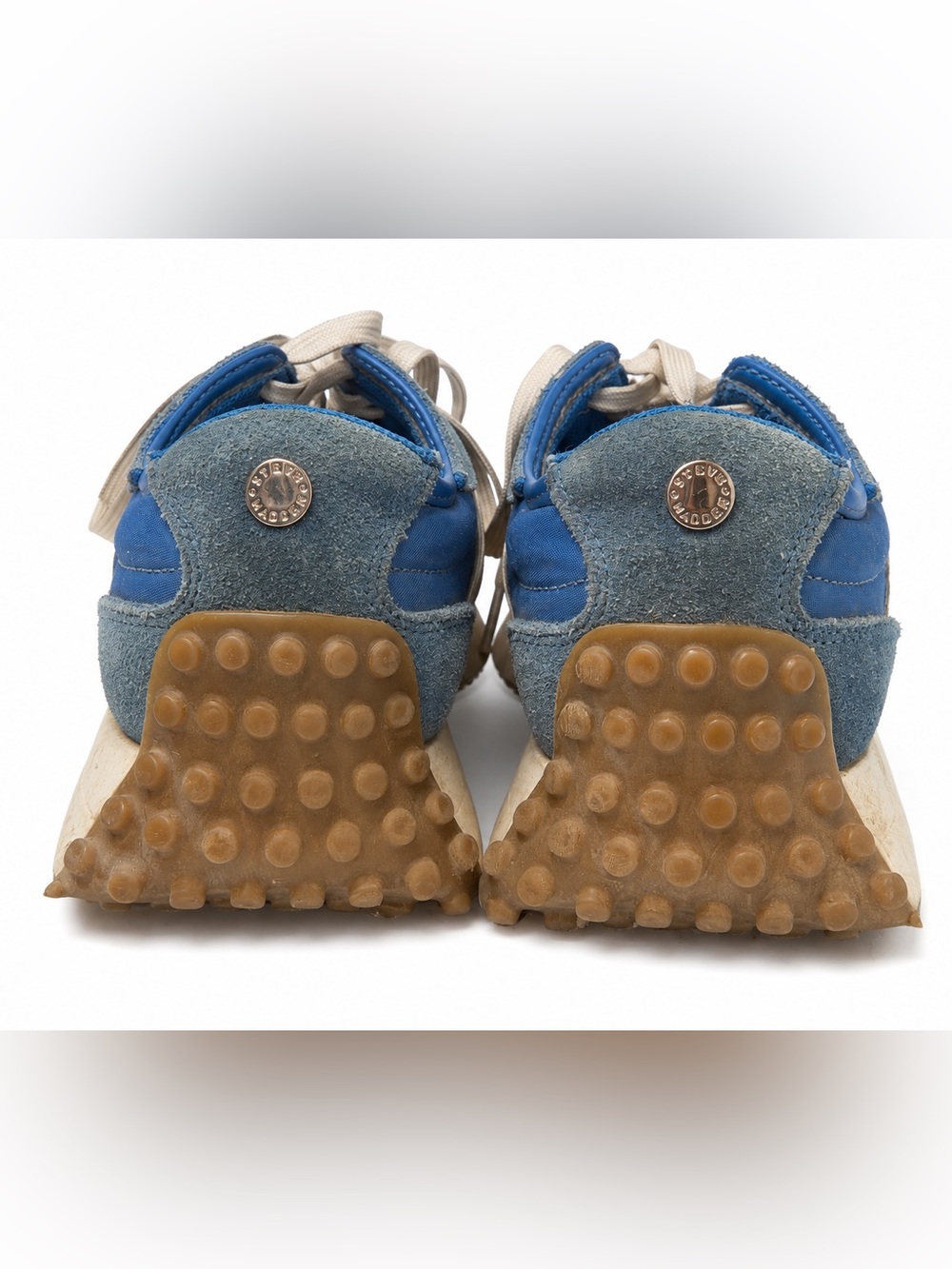 Steve Madden Campo Cobalt Blue Sawtooth Suede Retro Sneaker Women 7.5 Colorblock - Picture 5 of 13